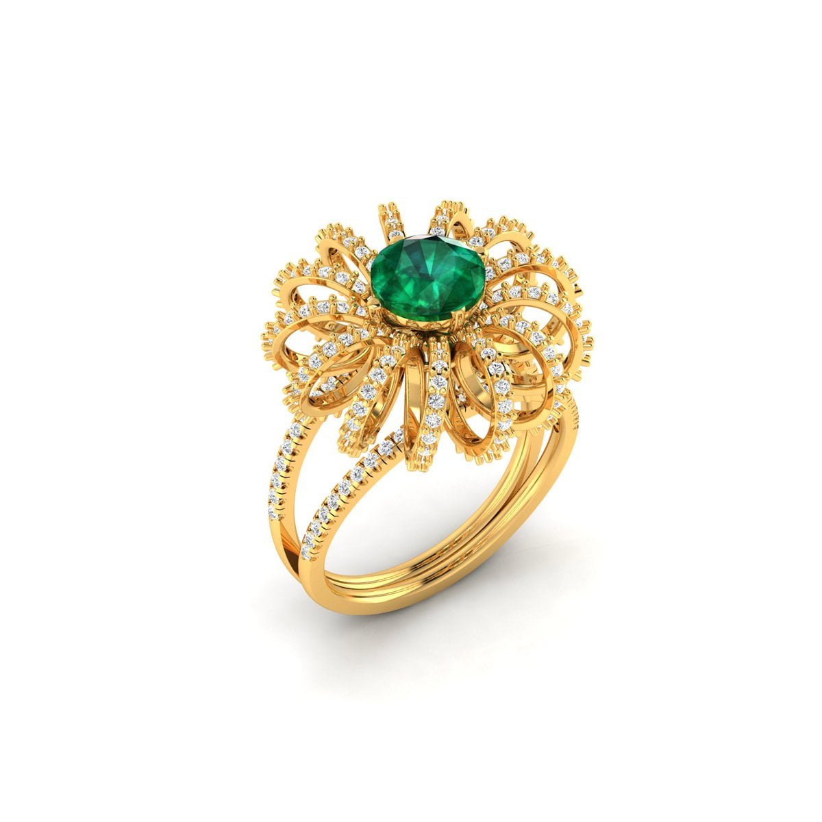 Emerald Bloom Diamond Ring